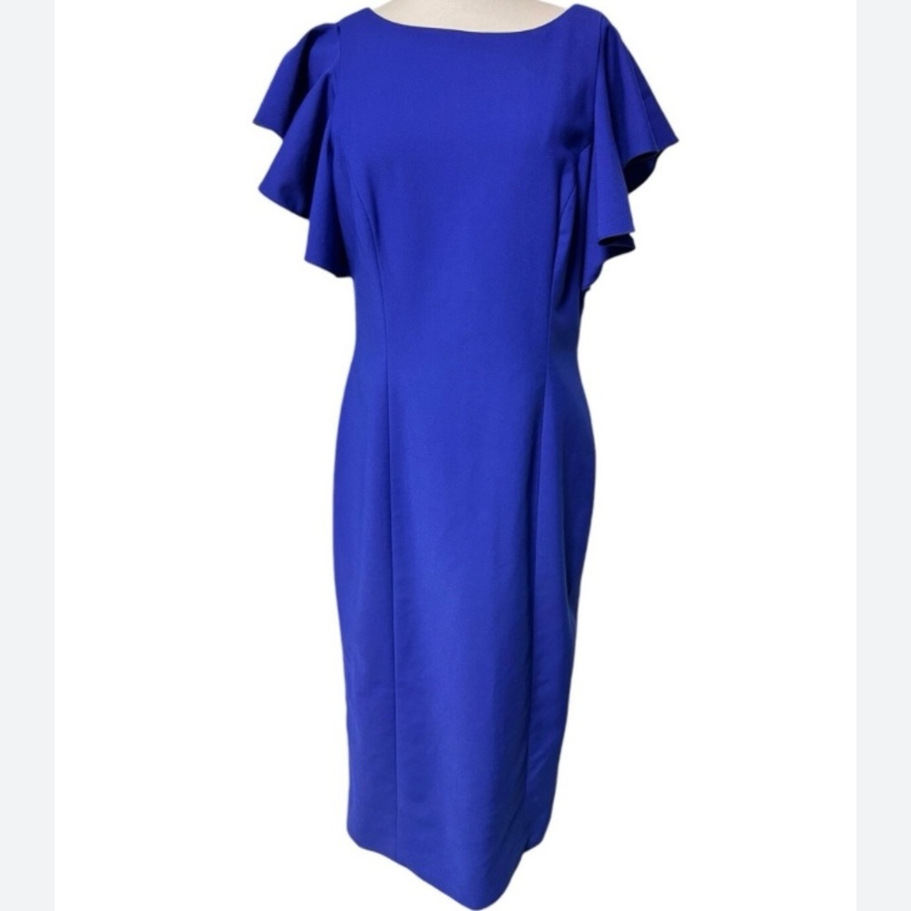Antonio Melani Dress Ruffle Sleeve Blue Midi size 8 - Picture 8 of 9